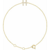14K Yellow .06 CTW Natural Diamond Initial H 6-7" Bracelet