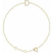 14K Yellow .06 CTW Natural Diamond Initial D 6-7" Bracelet
