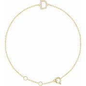 14K Yellow .06 CTW Natural Diamond Initial D 6-7" Bracelet