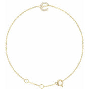 14K Yellow .04 CTW Natural Diamond Initial C 6-7" Bracelet