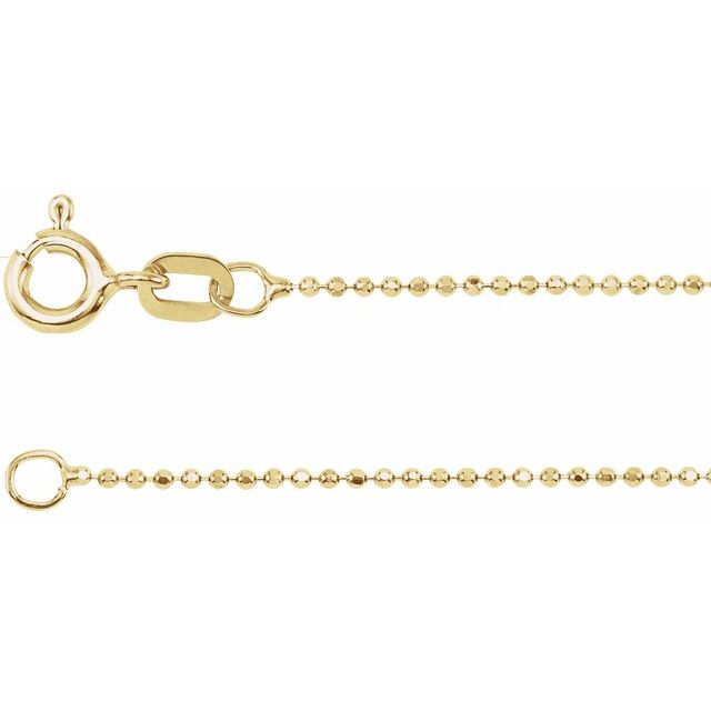 14K Yellow 1 mm Diamond-Cut Bead 16" Chain