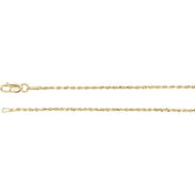 14K Yellow 1.3 mm Diamond-Cut Rope Rope 7" Chain