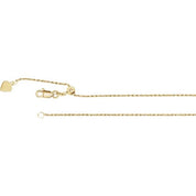 14K Yellow 1 mm Adjustable Rope 16-22" Chain