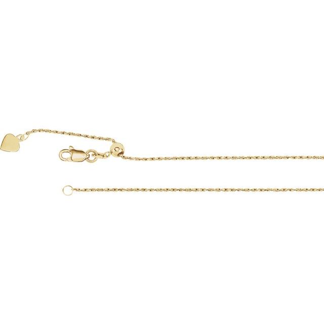 14K Yellow 1 mm Adjustable Rope 16-22" Chain