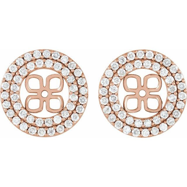 14K Rose 3/4 CTW Natural Diamond Earring Jackets for 8 mm Pearl Stud Earrings