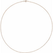 14K Rose 1 mm Diamond-Cut Cable 18" Chain