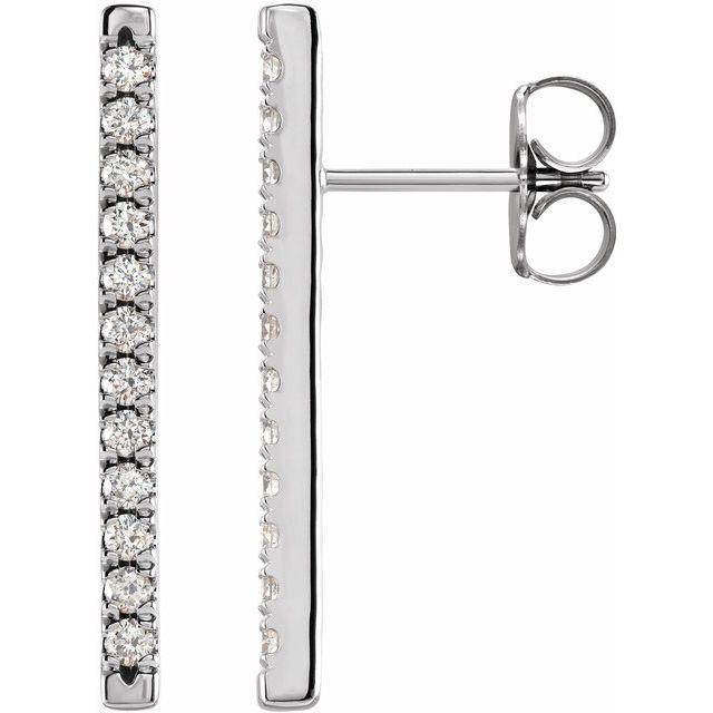 14K White 1/3 CTW Natural Diamond French-Set Bar Earrings - Elegant Jewelry by [Brand Name] [Part Number]