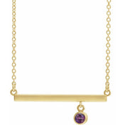 14K Yellow Lab-Grown Alexandrite Bezel-Set Bar 18" Necklace