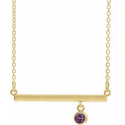 14K Yellow Lab-Grown Alexandrite Bezel-Set Bar 16" Necklace