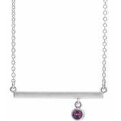 Sterling Silver Lab-Grown Alexandrite Bezel-Set Bar 16" Necklace