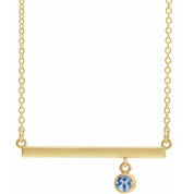 14K Yellow Natural Aquamarine Bezel-Set 16" Necklace