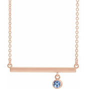 14K Rose Natural Aquamarine Bezel-Set 18" Necklace