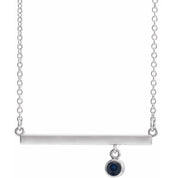 Sterling Silver Natural Blue Sapphire Bezel-Set 18" Necklace