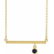14K Yellow Natural Blue Sapphire Bezel-Set 16" Necklace