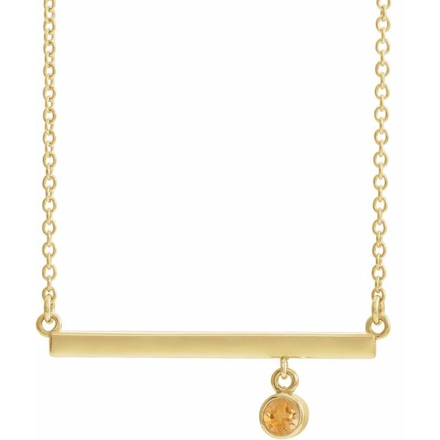 14K Yellow Natural Citrine Bezel-Set 18" Necklace