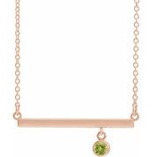 14K Rose Natural Peridot Bezel-Set 18" Necklace