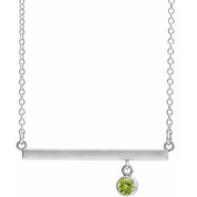 Sterling Silver Natural Peridot Bezel-Set 18" Necklace
