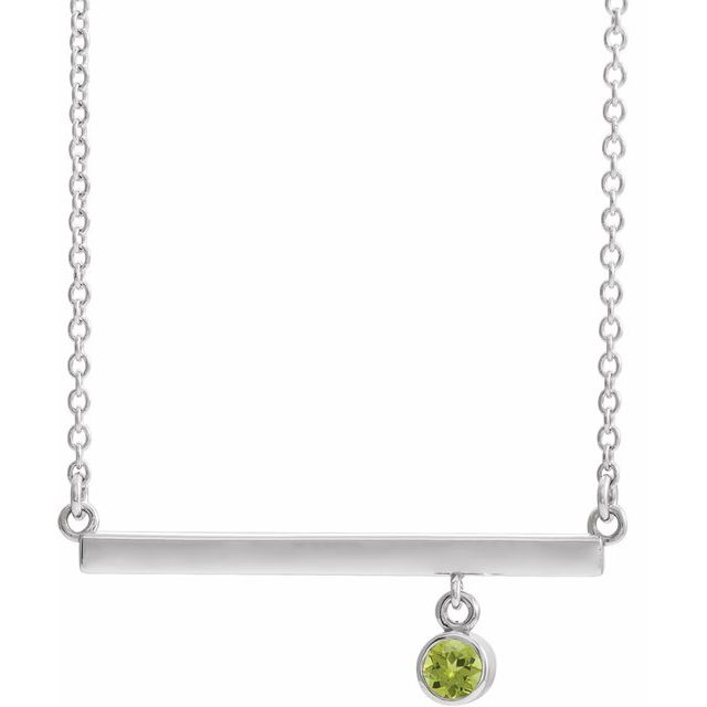 Sterling Silver Natural Peridot Bezel-Set 18" Necklace