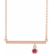 14K Rose Natural Pink Tourmaline Bezel-Set 16" Necklace