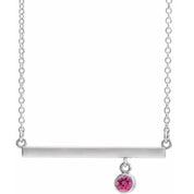Sterling Silver Natural Pink Tourmaline Bezel-Set 16" Necklace