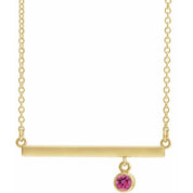 14K Yellow Natural Pink Tourmaline Bezel-Set 16" Necklace
