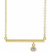 14K Yellow Natural White Sapphire Bezel-Set 18" Necklace