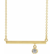 14K Yellow Natural White Sapphire Bezel-Set 16" Necklace