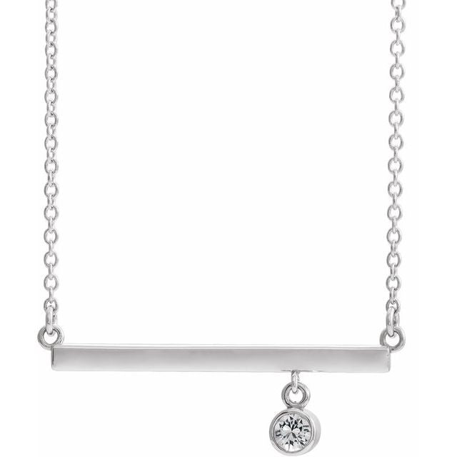 14K White Natural White Sapphire Bezel-Set 16" Necklace