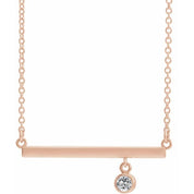 14K Rose Natural White Sapphire Bezel-Set 18" Necklace