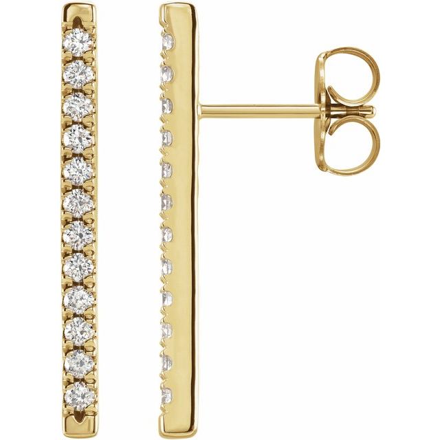 14K Yellow Gold 1/3 CTW Natural Diamond French-Set Bar Earrings