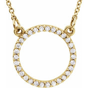 14K Lab-Grown Diamond Circle Necklace with 1/8 to 1/5 CTW, 16" Length