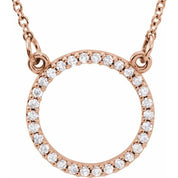 14K Rose 1/8 CTW Natural Diamond Circle 16" Necklace