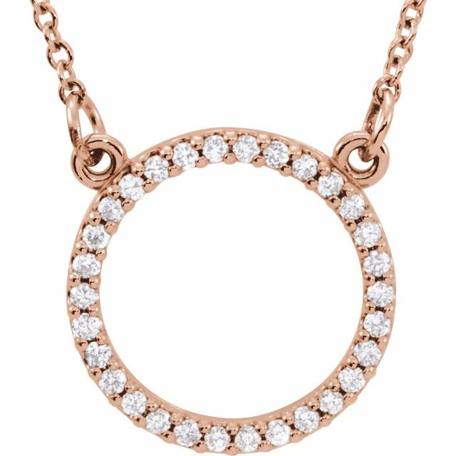 14K Rose 1/8 CTW Natural Diamond Circle 16" Necklace