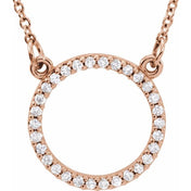14K Lab-Grown Diamond Circle Necklace with 1/8 to 1/5 CTW, 16" Length