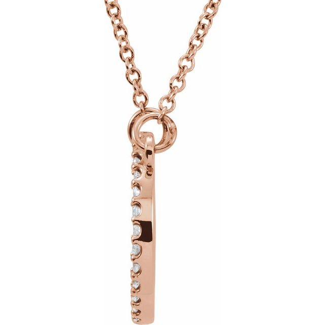 14K Rose 1/8 CTW Natural Diamond Circle 16" Necklace