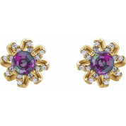 14K Yellow Lab-Grown Alexandrite & 1/6 CTW Natural Diamond Halo-Style Earrings