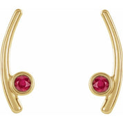14K Yellow Lab-Grown Ruby Ear Climbers