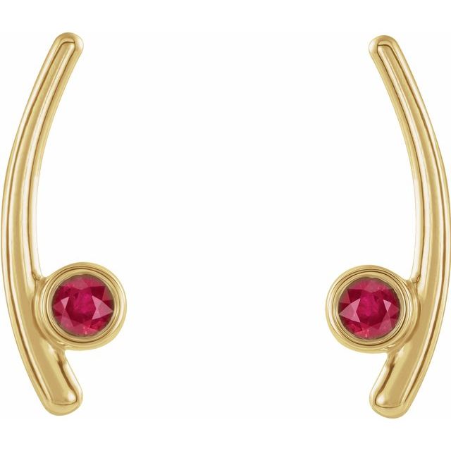 14K Yellow Lab-Grown Ruby Ear Climbers