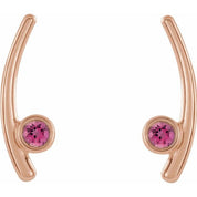 14K Rose Natural Pink Tourmaline Ear Climbers