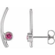 Sterling Silver Natural Pink Tourmaline Ear Climbers