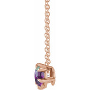 14K Rose 4 mm Lab-Grown Alexandrite Solitaire 16-18" Necklace