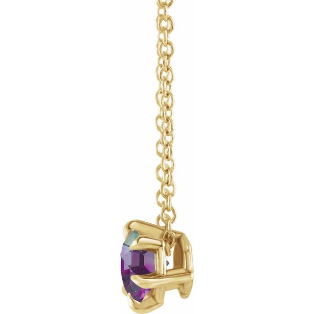 14K Yellow 4 mm Lab-Grown Alexandrite Solitaire 16-18" Necklace