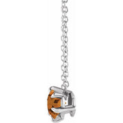 Platinum 5 mm Natural Citrine Solitaire 16-18" Necklace