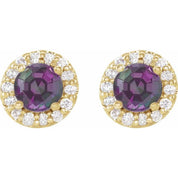 14K Yellow 4.5 mm Lab-Grown Alexandrite & 1/4 CTW Natural Diamond Earrings