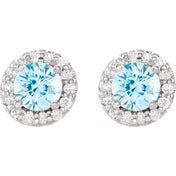 Sterling Silver Natural Aquamarine & 1/10 CTW Natural Diamond Earrings