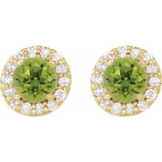 14K Yellow Natural Peridot & 1/3 CTW Natural Diamond Earrings