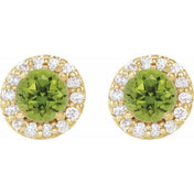 14K Yellow Natural Peridot & 1/4 CTW Natural Diamond Earrings