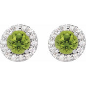 Sterling Silver Natural Peridot & 1/3 CTW Natural Diamond Earrings
