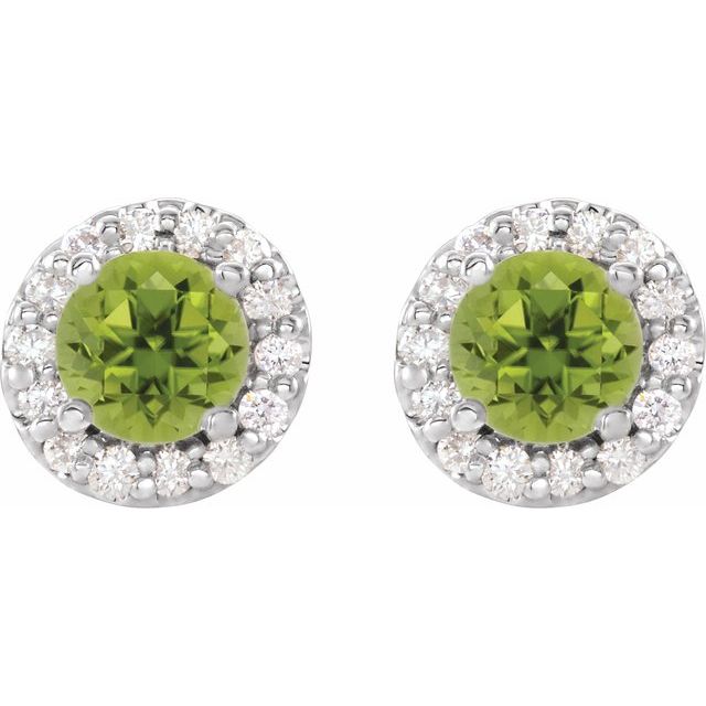 Sterling Silver Natural Peridot & 1/3 CTW Natural Diamond Earrings