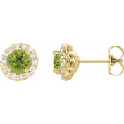 14K Yellow Natural Peridot & 1/4 CTW Natural Diamond Earrings